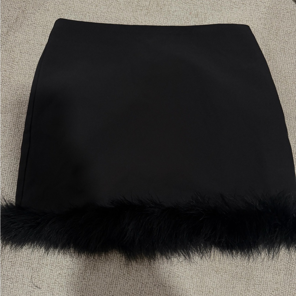 Black Feather Trim Skirt